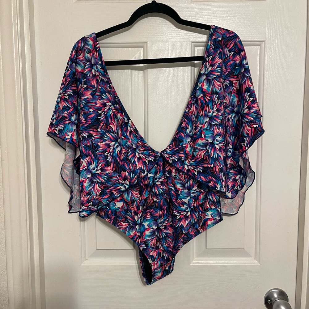 Colorful Floral Print Bathingsuit